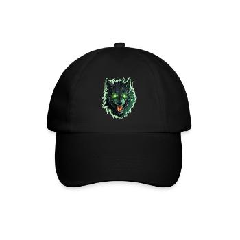Wolf - Illustration - Baseballkappe - Schwarz/Schwarz - Vorne