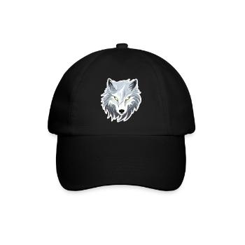 Wolf - Illustration - Baseballkappe - Schwarz/Schwarz - Vorne