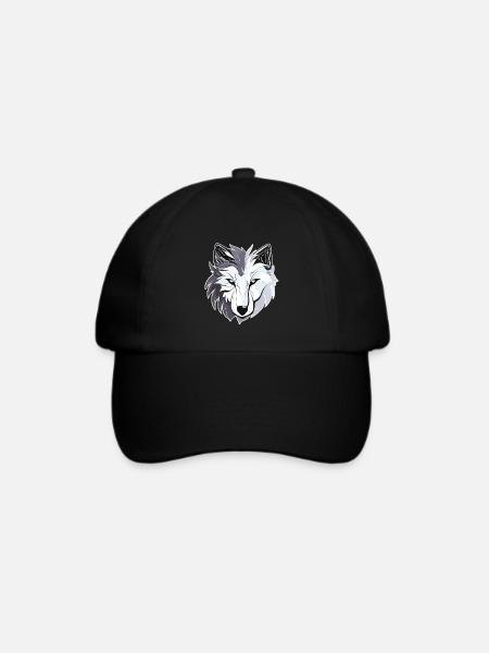 Wolf - Illustration - Baseballkappe - Schwarz/Schwarz