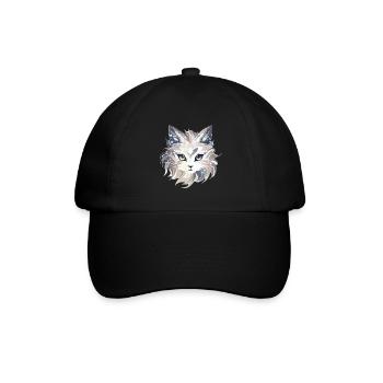 Katze - Illustration - Baseballkappe - Schwarz/Schwarz - Vorne