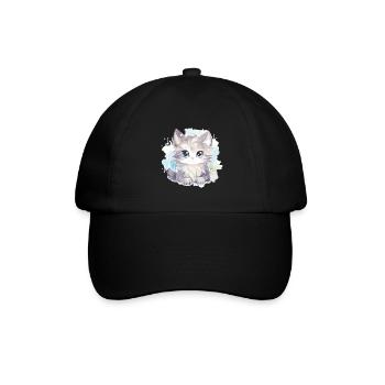 Katze - Illustration - Baseballkappe - Schwarz/Schwarz - Vorne