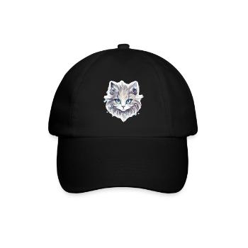 Katze - Illustration - Baseballkappe - Schwarz/Schwarz - Vorne