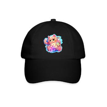 Katze - Illustration - Baseballkappe - Schwarz/Schwarz - Vorne