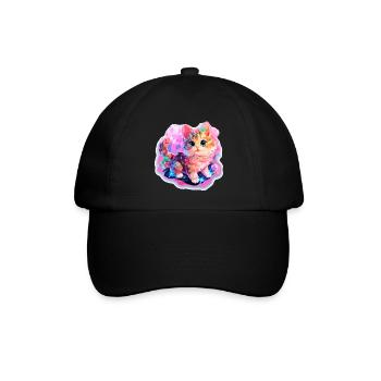 Katze - Illustration - Baseballkappe - Schwarz/Schwarz - Vorne