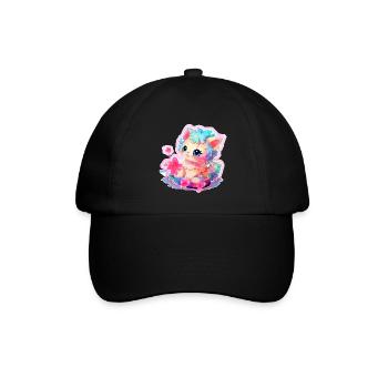 Katze - Illustration - Baseballkappe - Schwarz/Schwarz - Vorne