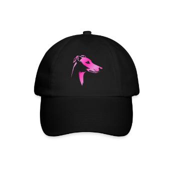 Windhund Greyhound, Hundekopf, Zeichnung pink - Baseballkappe - Schwarz/Schwarz - Vorne