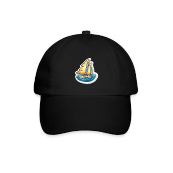 Segelboot - Illustration - Baseballkappe - Schwarz/Schwarz - Vorne