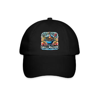 GrillMaster - Grill Illustration - Baseballkappe - Schwarz/Schwarz - Vorne
