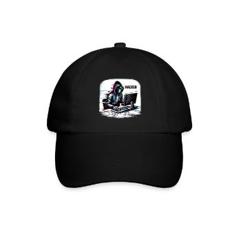 Hacker - Illustration - Baseballkappe - Schwarz/Schwarz - Vorne