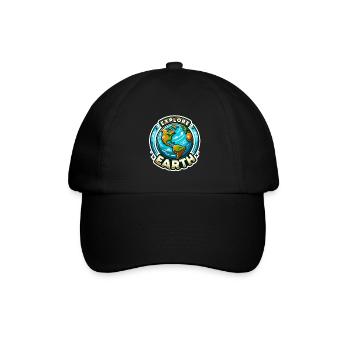 Explore Earth - Erde Illustration - Baseballkappe - Schwarz/Schwarz - Vorne