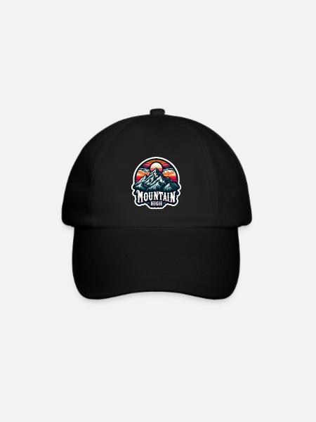 Mountain High - Berg Illustration - Baseballkappe - Schwarz/Schwarz
