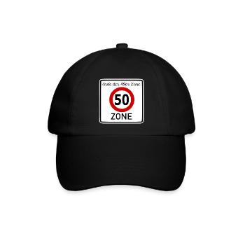 50.Geburtstag - 50er Zone - Baseballkappe - Schwarz/Schwarz - Vorne