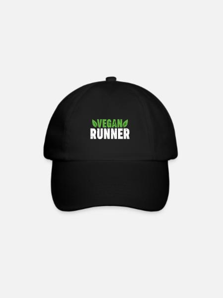 Vegan Runner laufen Marathon Sport Geschenk - Baseballkappe - Schwarz/Schwarz