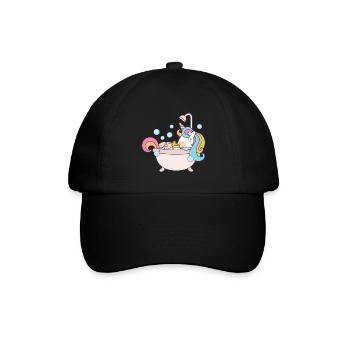 Einhorn in der Badewanne - Baseballkappe - Schwarz/Schwarz - Vorne