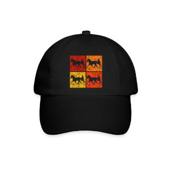 Traber Trabrennen in retro oder vintage Style - Baseballkappe - Schwarz/Schwarz - Vorne