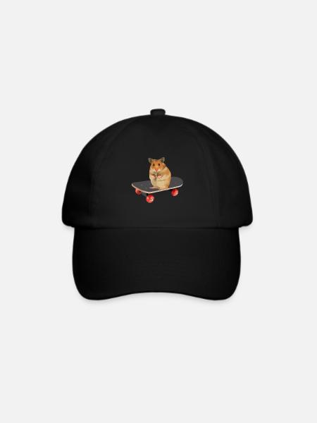 Skateboard Hamster - Baseballkappe - Schwarz/Schwarz