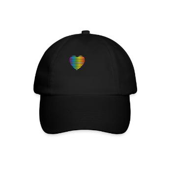 00504 LGTBI Herz Regenbogen - Baseballkappe - Schwarz/Schwarz - Vorne