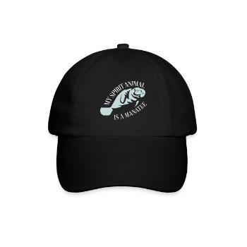 Ich liebe Manatee, Dugongs - Baseballkappe - Schwarz/Schwarz - Vorne