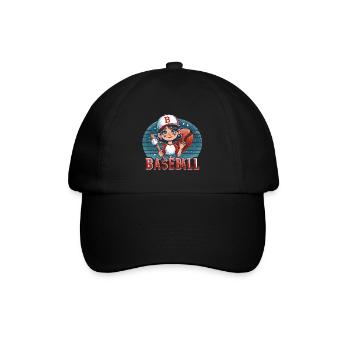 Das Lächeln des kleinen Ligaspielers - Baseballkappe - Schwarz/Schwarz - Vorne
