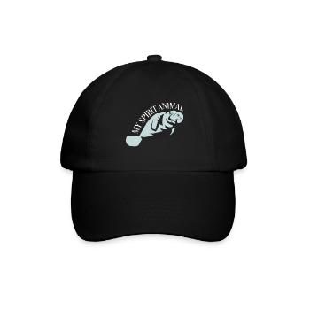 Ich liebe Manatee, Dugong - Baseballkappe - Schwarz/Schwarz - Vorne