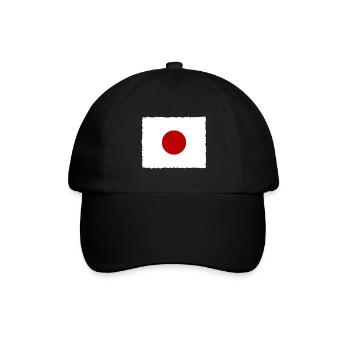 Japan Flagge Used Look Nihon Japanische Fahne - Baseballkappe - Schwarz/Schwarz - Vorne