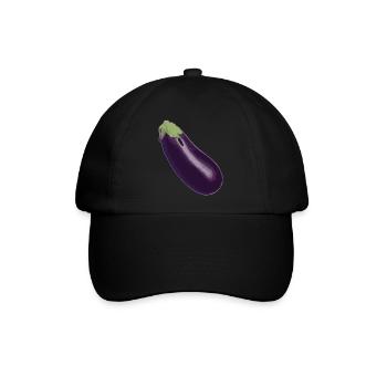 aubergine,Gemüse, - Baseballkappe - Schwarz/Schwarz - Vorne