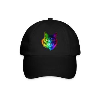 Regenbogenkatze - Baseballkappe - Schwarz/Schwarz - Vorne