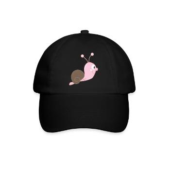 süße rosa cartoon comic Schnecke - Baseballkappe - Schwarz/Schwarz - Vorne