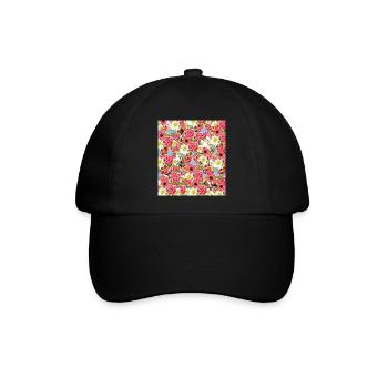 Blumenmuster bunte Blumen - Baseballkappe - Schwarz/Schwarz - Vorne