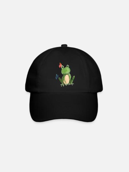 Der Frosch und die Schmetterlinge - Baseballkappe - Schwarz/Schwarz