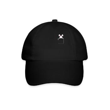 Hase in Tasche mit Label - Baseballkappe - Schwarz/Schwarz - Vorne