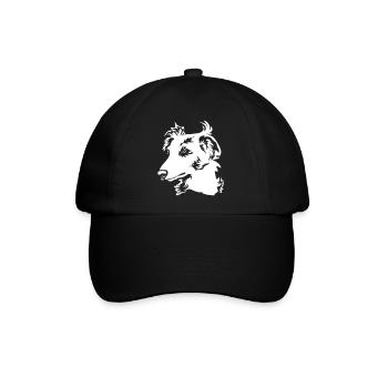 Langhaar Whippet Kopf "Black Edition" - Baseballkappe - Schwarz/Schwarz - Vorne