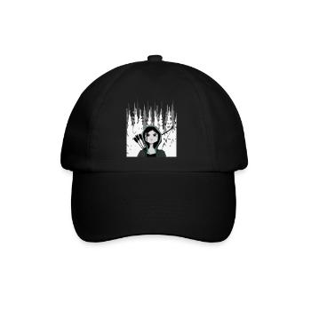 Bogenschießen, Bogenschiessen, Frauen, Geschenk - Baseballkappe - Schwarz/Schwarz - Vorne