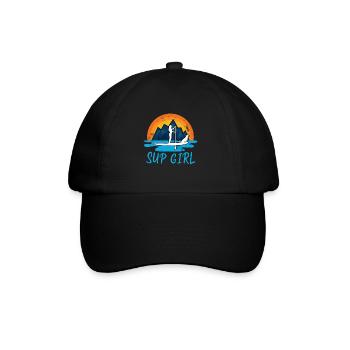 Paddleboarding Sup Girl Dog Retro Geschenk - Baseballkappe - Schwarz/Schwarz - Vorne