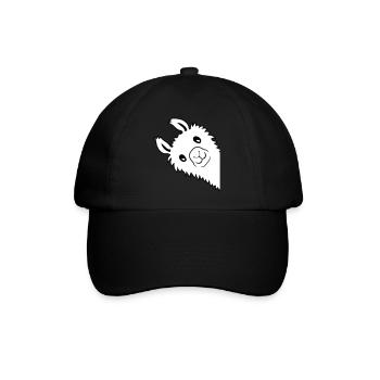 Lama guckt seitlich - Baseballkappe - Schwarz/Schwarz - Vorne
