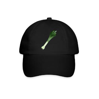 Eine Stange Lauch / Porree - Baseballkappe - Schwarz/Schwarz - Vorne