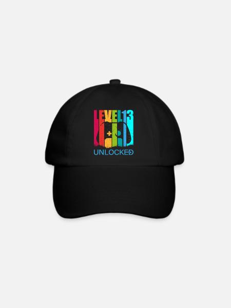 Geburtstag, Level 13 unlocked Geschenk - Baseballkappe - Schwarz/Schwarz