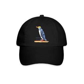 Meer geht immer - Pinguin - Baseballkappe - Schwarz/Schwarz - Vorne