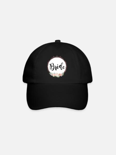 Bride Shirt | Blumenkranz - Baseballkappe - Schwarz/Schwarz
