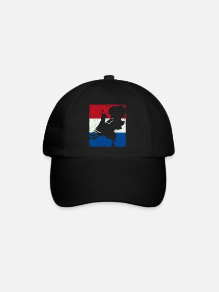 Niederlande Flagge mit Karte / Umriss - Baseballkappe - Schwarz/Schwarz