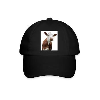 Cow. Kuh. koe. ko. vaca. ku. lehmä. vache - Baseballkappe - Schwarz/Schwarz - Vorne