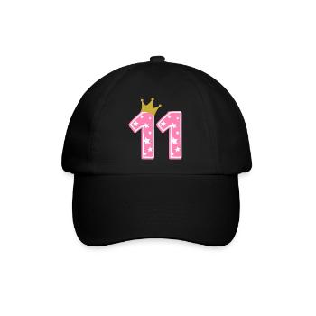 11 Krone 11. Geburtstag 11 Jahre - Baseballkappe - Schwarz/Schwarz - Vorne