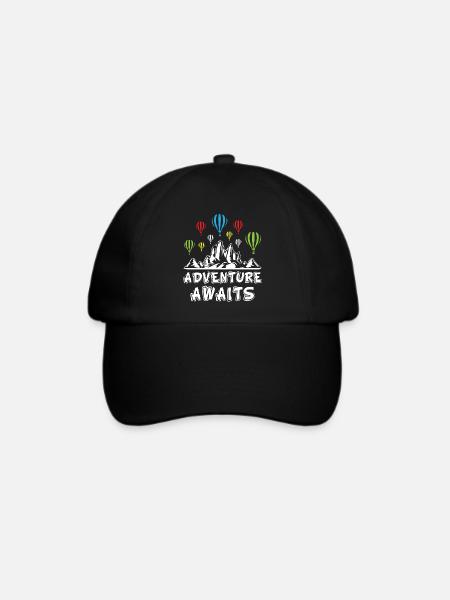 Adventure Awaits Air Balloons - Baseballkappe - Schwarz/Schwarz