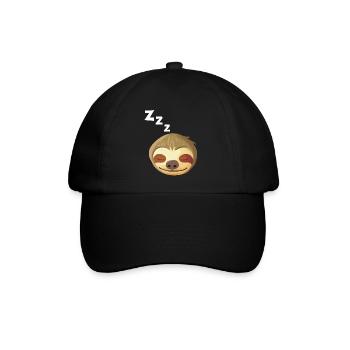 Schlafendes Faultier Gesicht - Baseballkappe - Schwarz/Schwarz - Vorne