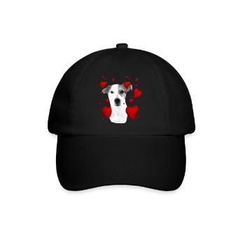 Jack Russel mit Herzen - Baseballkappe - Schwarz/Schwarz - Vorne