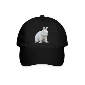 Flauschiges Angorakaninchen - Baseballkappe - Schwarz/Schwarz - Vorne