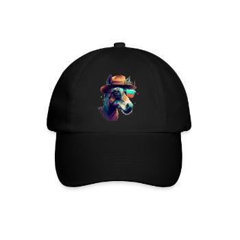 Ein lustiger Esel oder Maultier mit Brille und Hut - Baseballkappe - Schwarz/Schwarz - Vorne