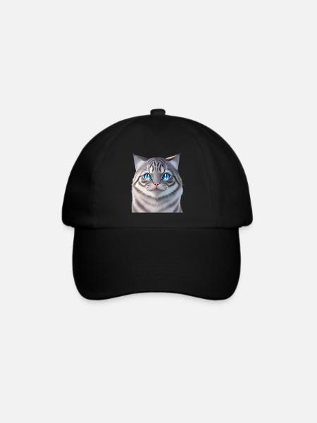 Die Weiße Katze - Baseballkappe - Schwarz/Schwarz