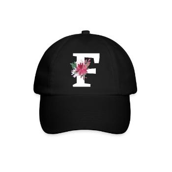 Buchstabe f blumig - Baseballkappe - Schwarz/Schwarz - Vorne