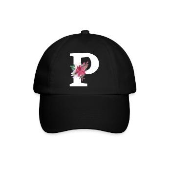 Buchstabe p blumig - Baseballkappe - Schwarz/Schwarz - Vorne